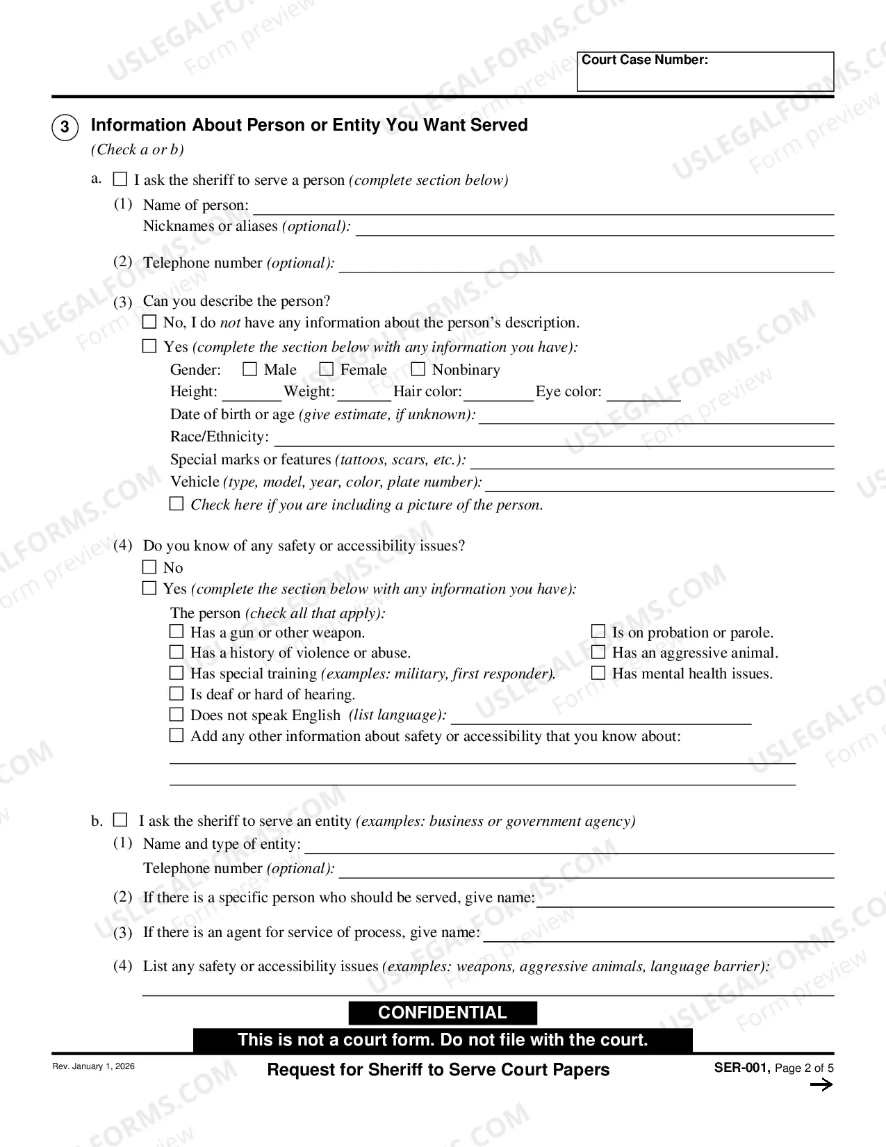 Preview Request for Shefiff to Serve Court Papers