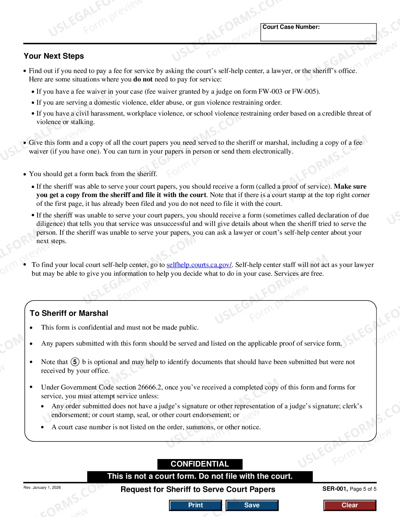 Preview Request for Shefiff to Serve Court Papers