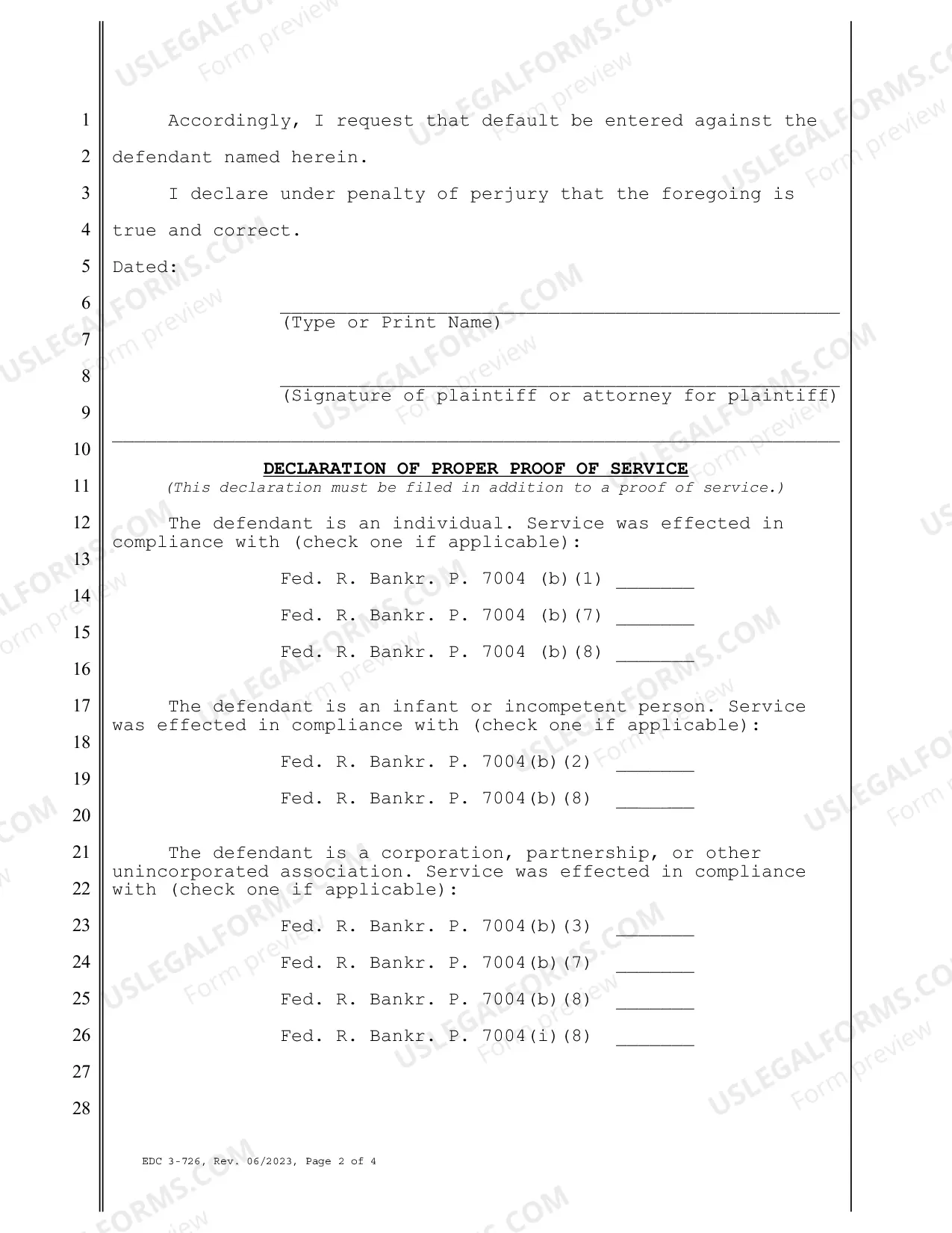 Preview Request For Entry Of Default By Plaintiff(s)