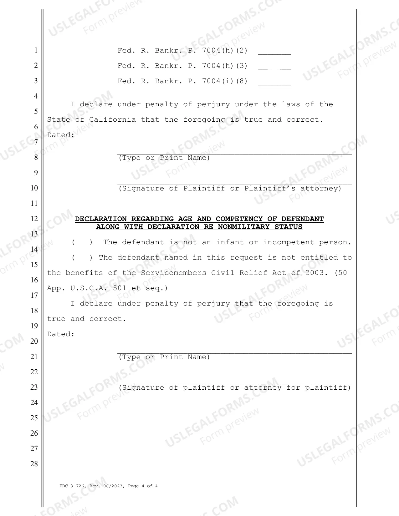 Preview Request For Entry Of Default By Plaintiff(s)