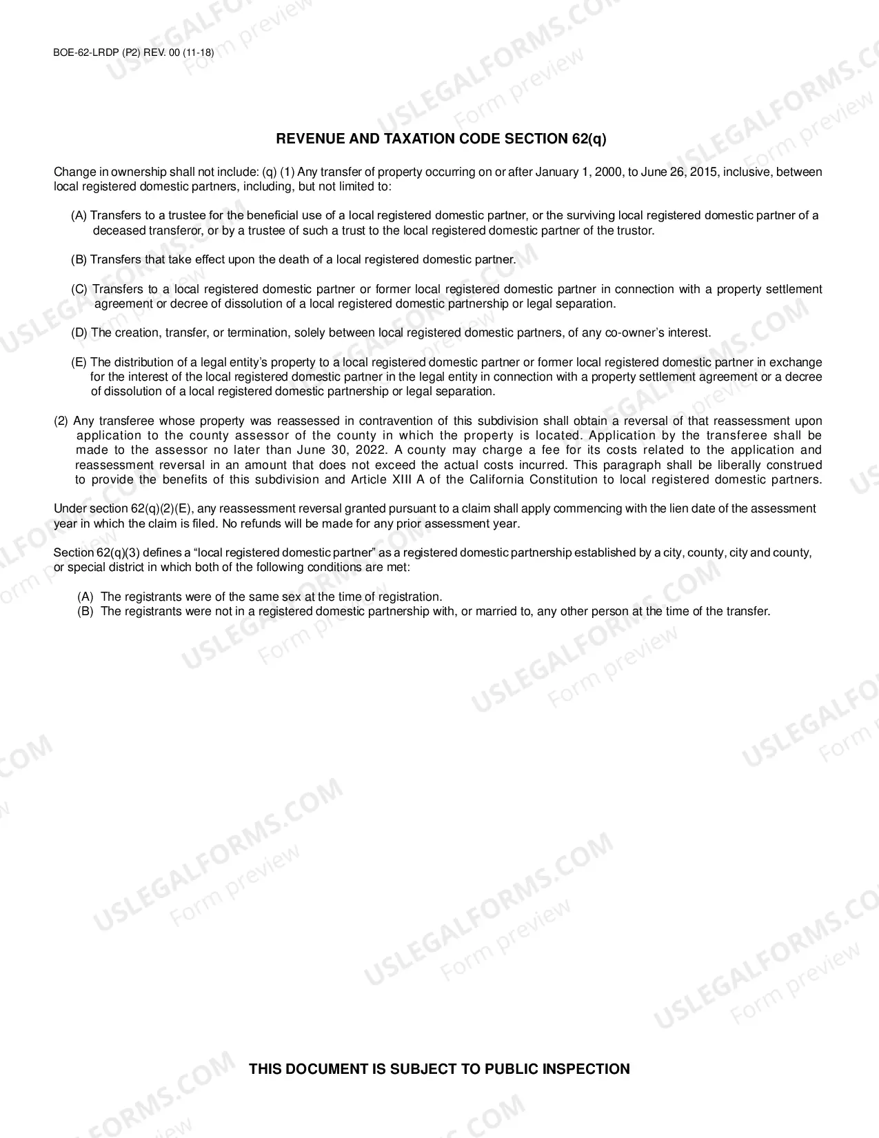 Preview Claim For Reassessment Reversal For Registered Domestic Partners