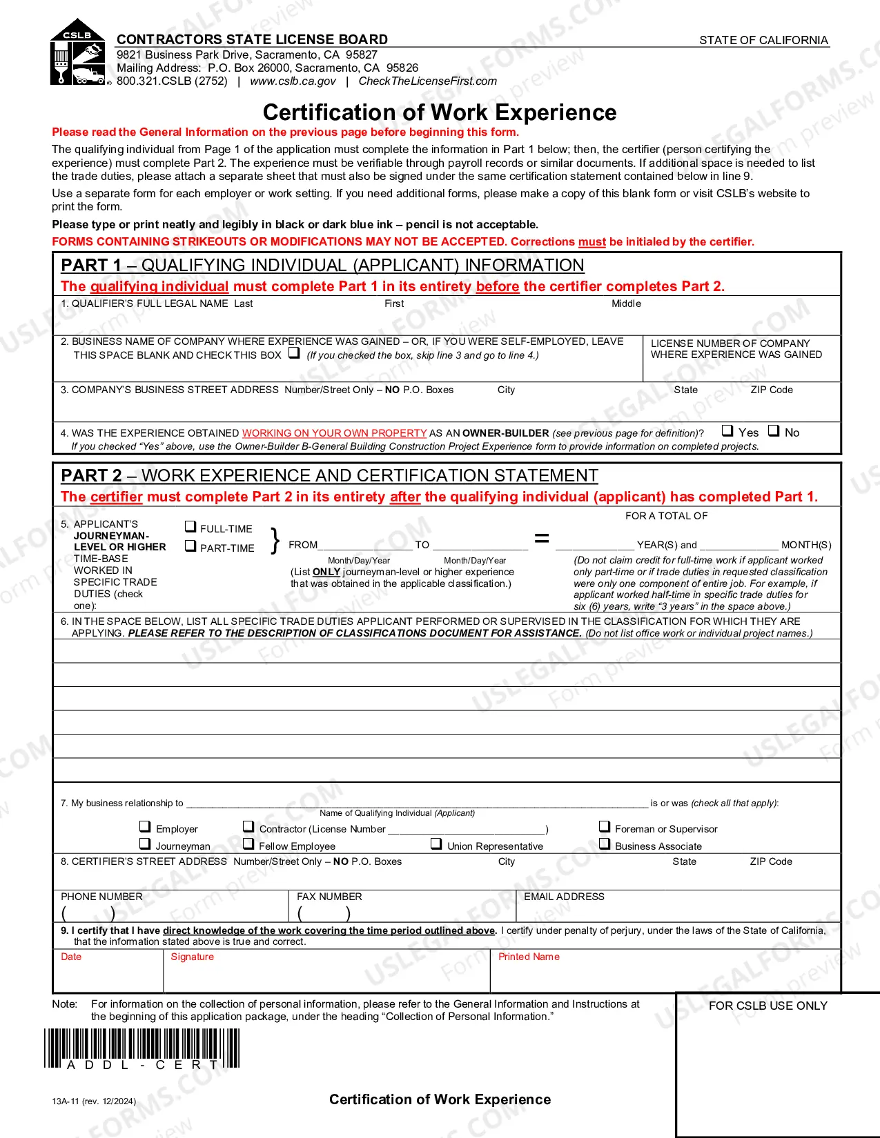 Preview Application For Original Contractors License