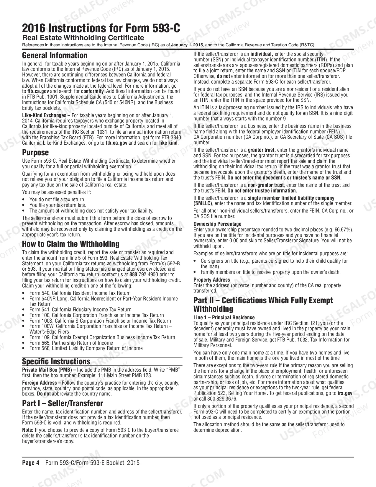 Preview Real Estate Withholding Certificate (2016)