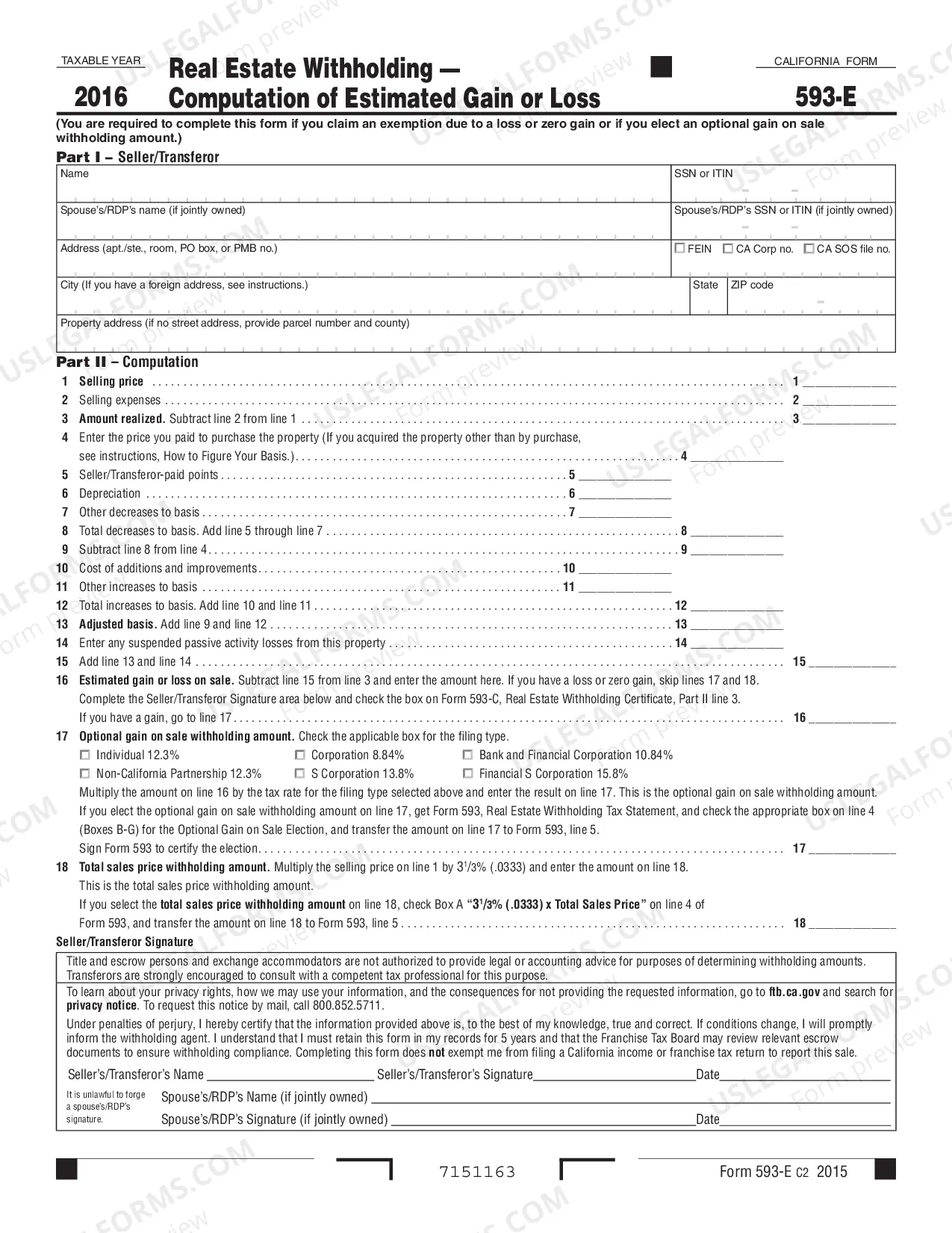Preview Real Estate Withholding Certificate (2016)