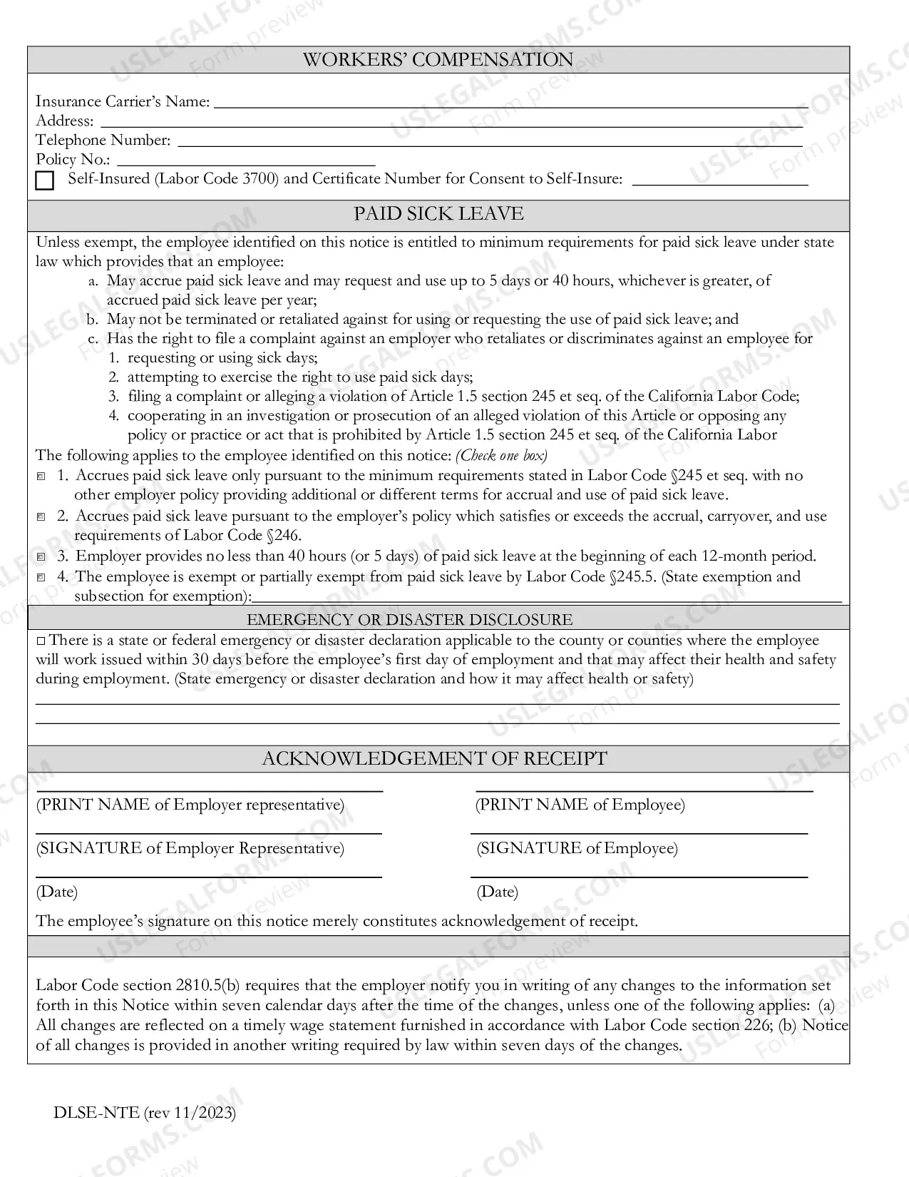 Preview Notice To Employee Labor Code Section 2810.5