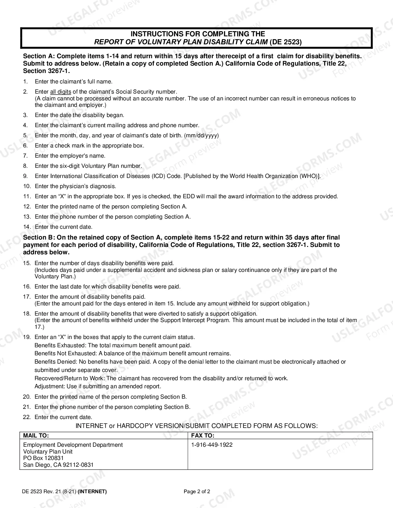 Preview Report Of Voluntary Plan Claim