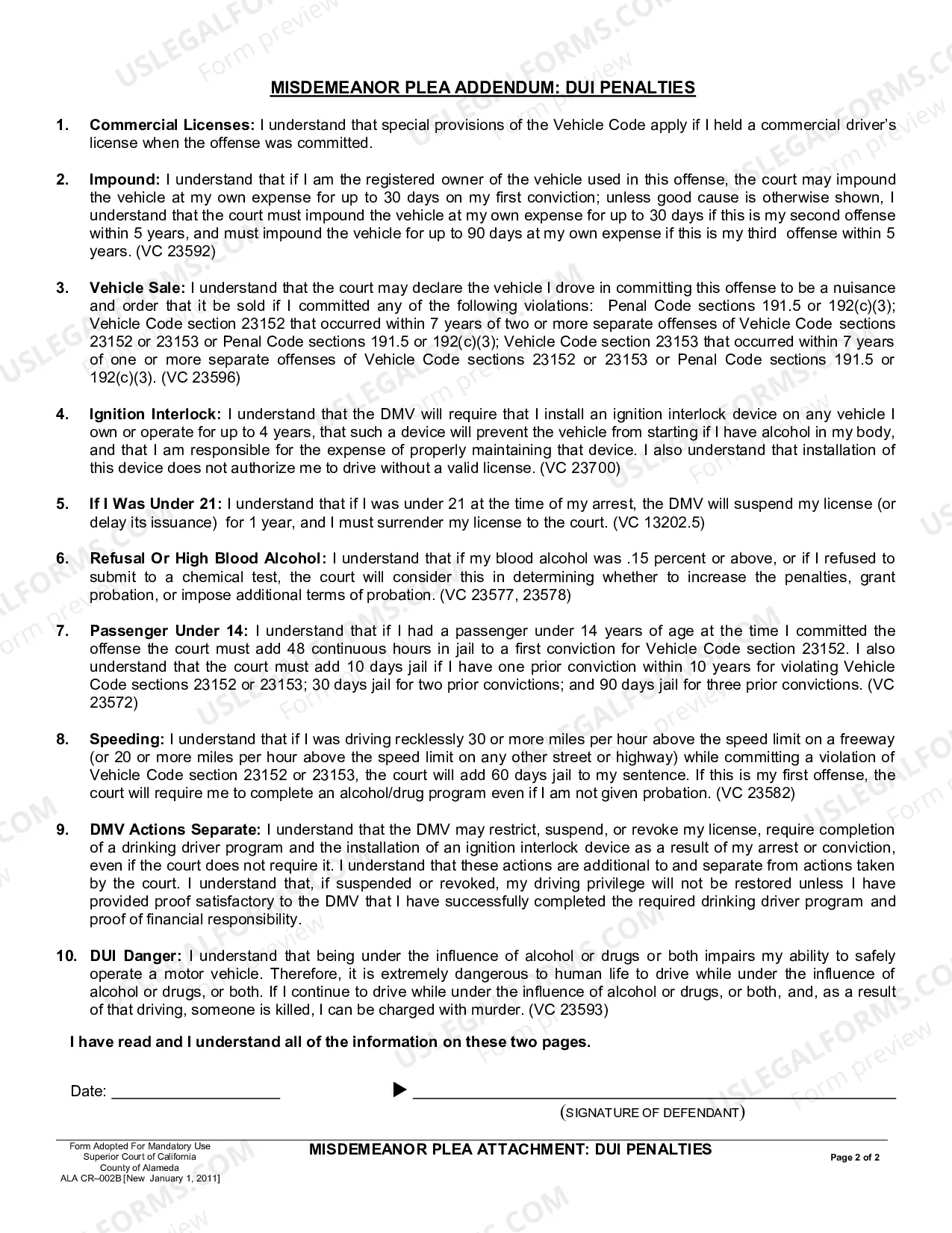 Preview Misdemeanor Plea Attachment-DUI Penalties