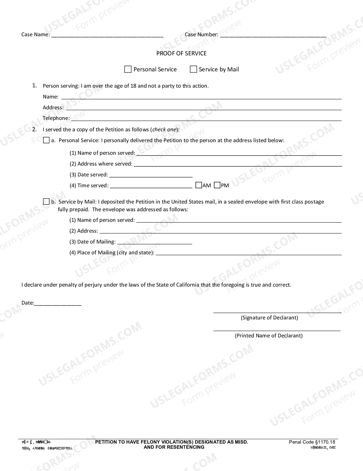 Preview Petition-For Resentencting Pursuant PC 1170.18