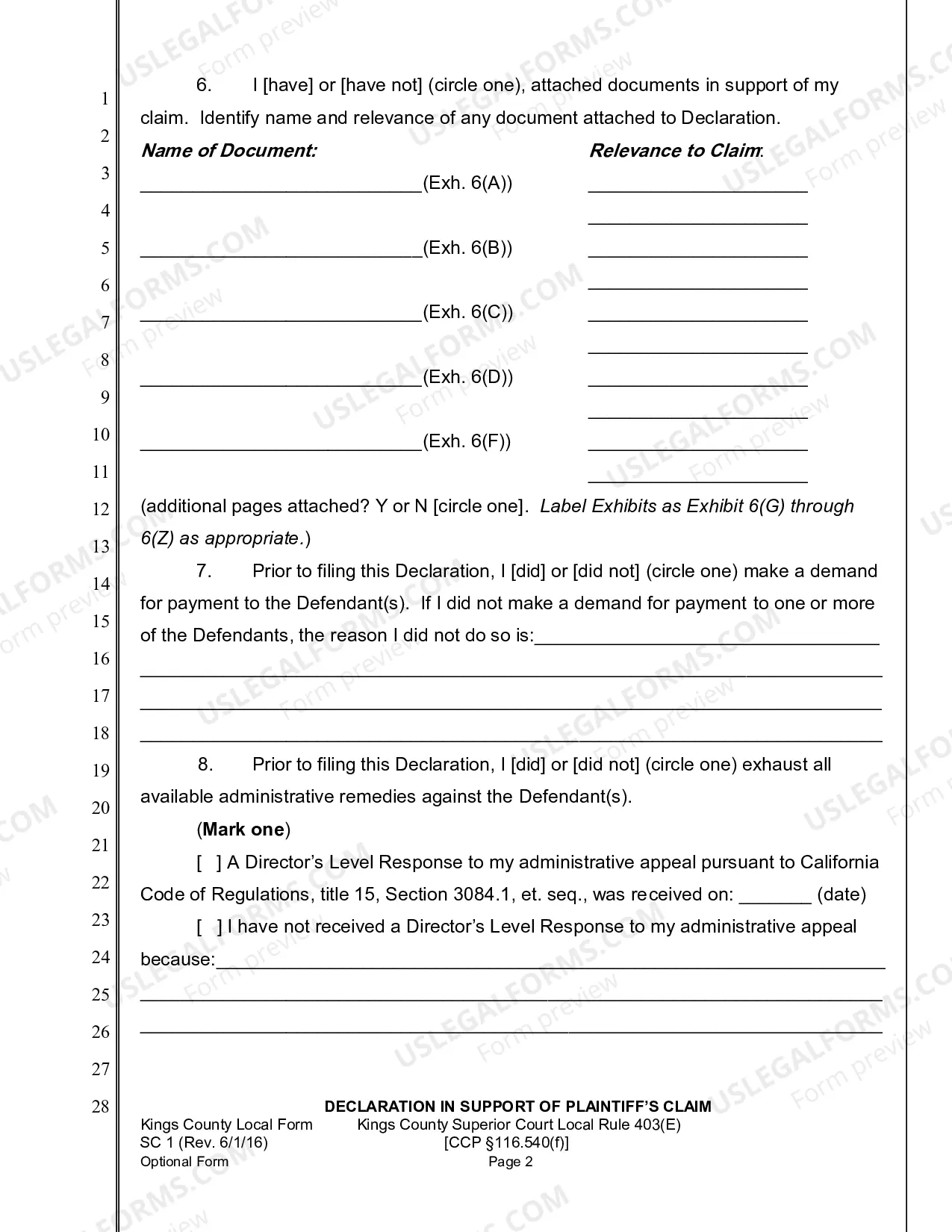 Preview Declaration In Support Of Plaintiffs Claim