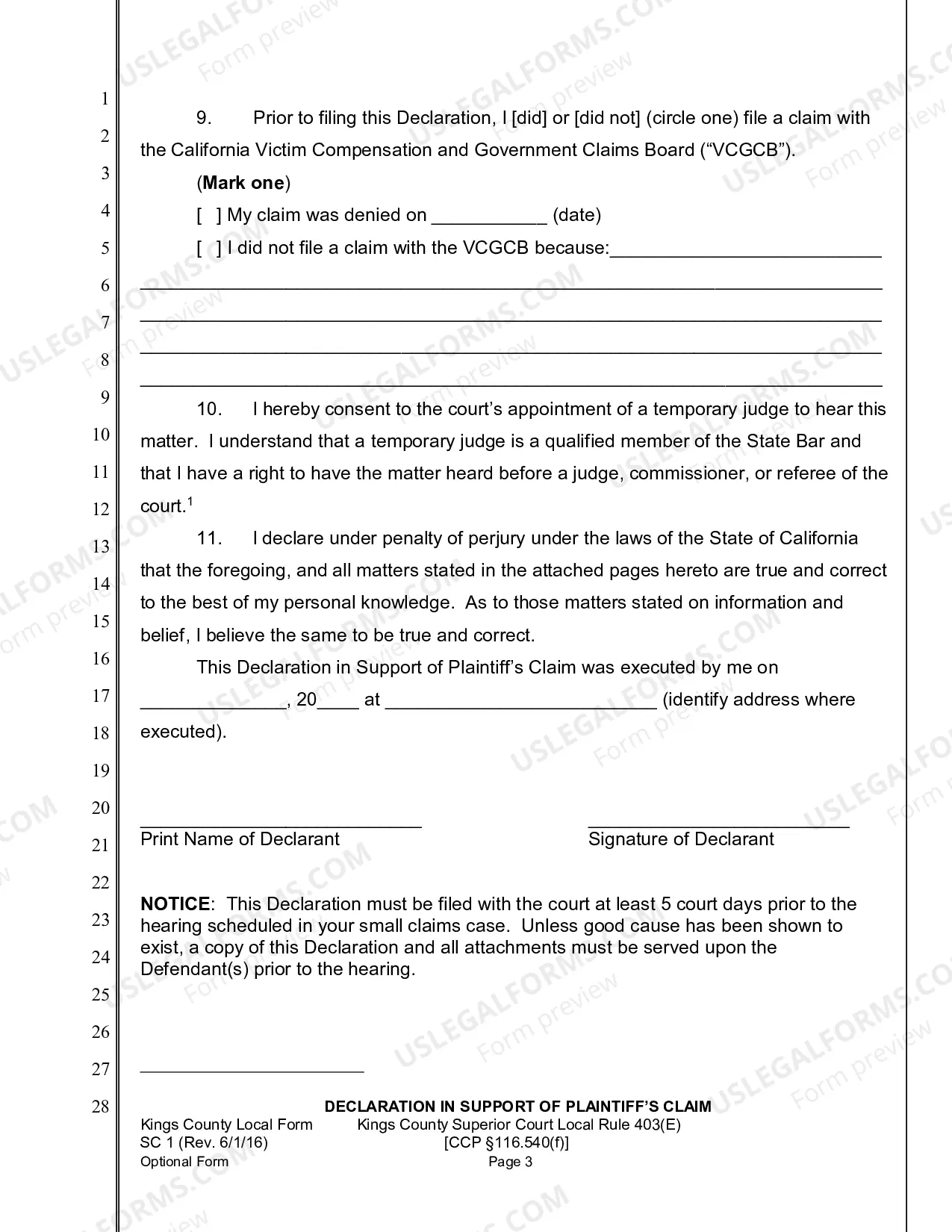 Preview Declaration In Support Of Plaintiffs Claim