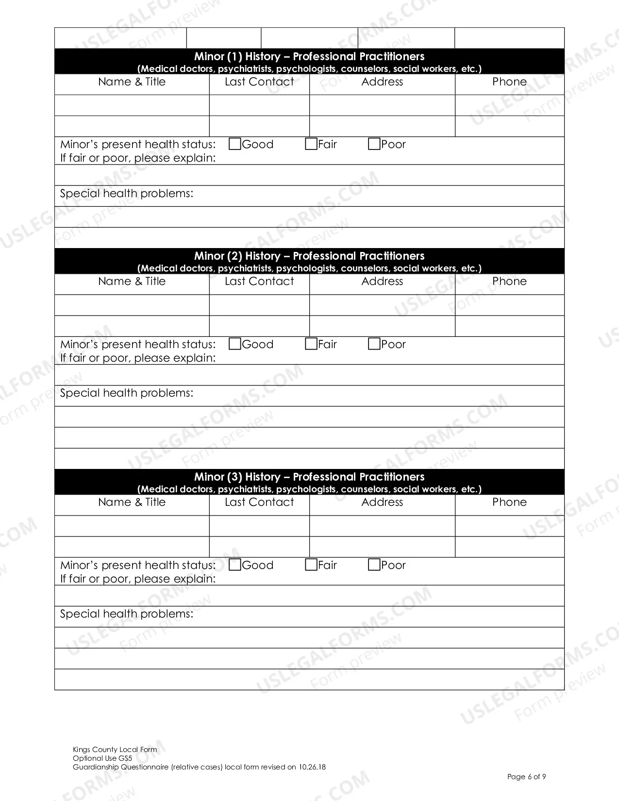 Preview Guardianship Questionnaire (Relative Cases)