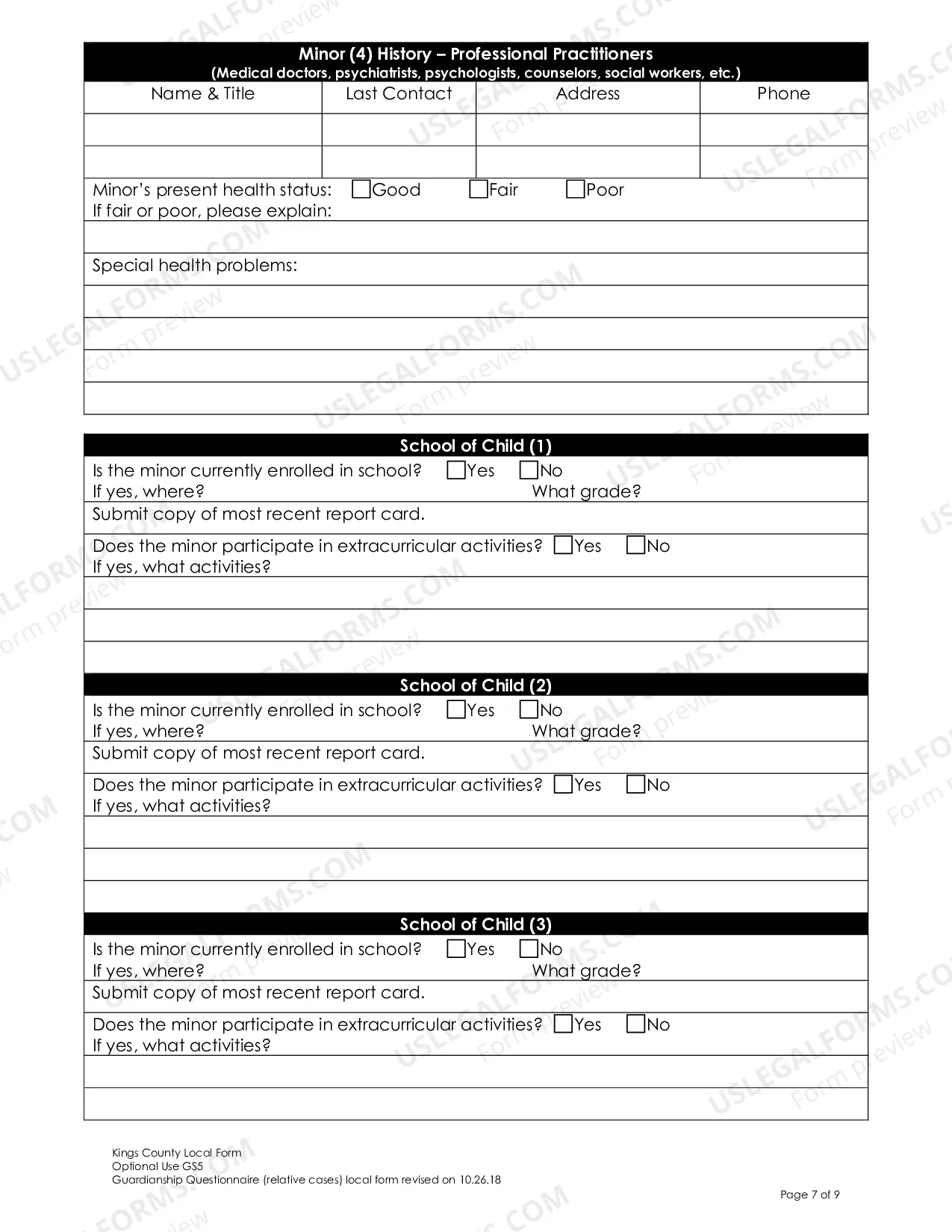 Preview Guardianship Questionnaire (Relative Cases)