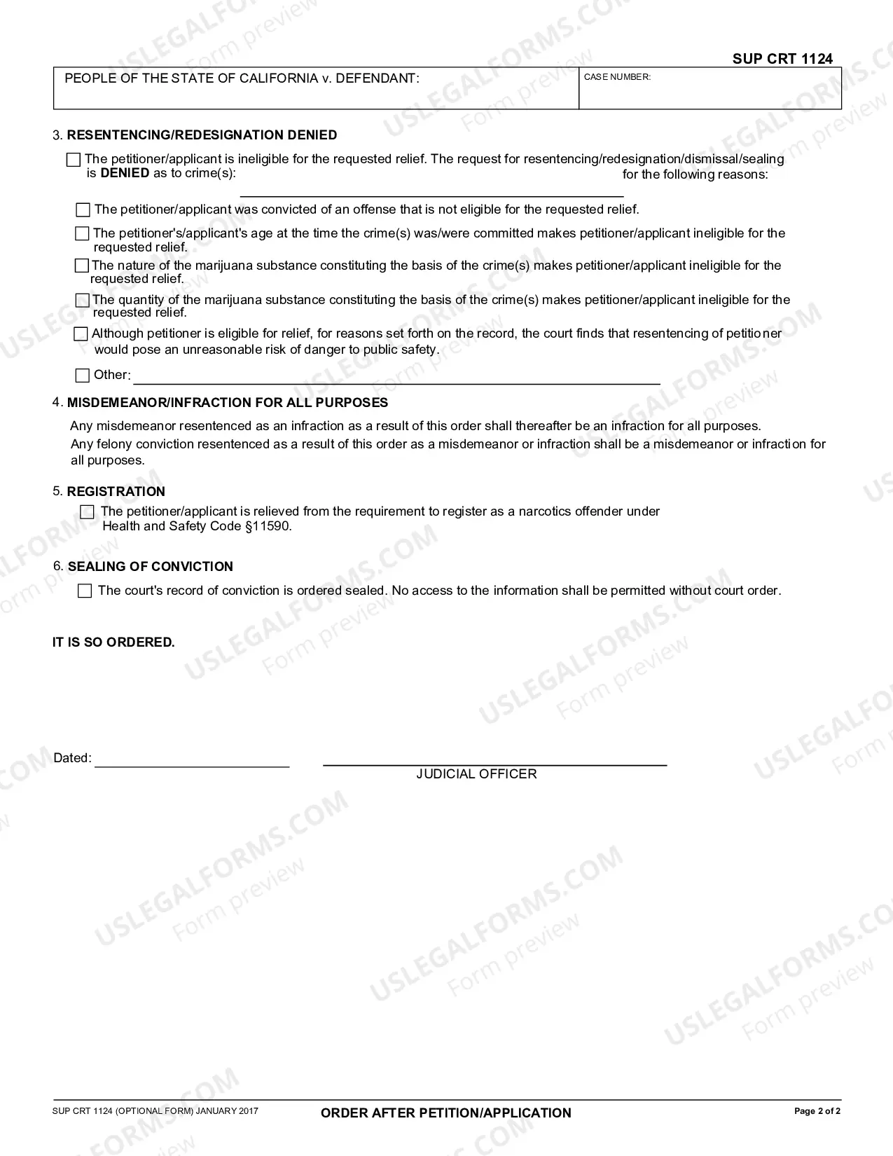 Preview Order After Petition-Application (HS 11361.8) Adult Crime(s)