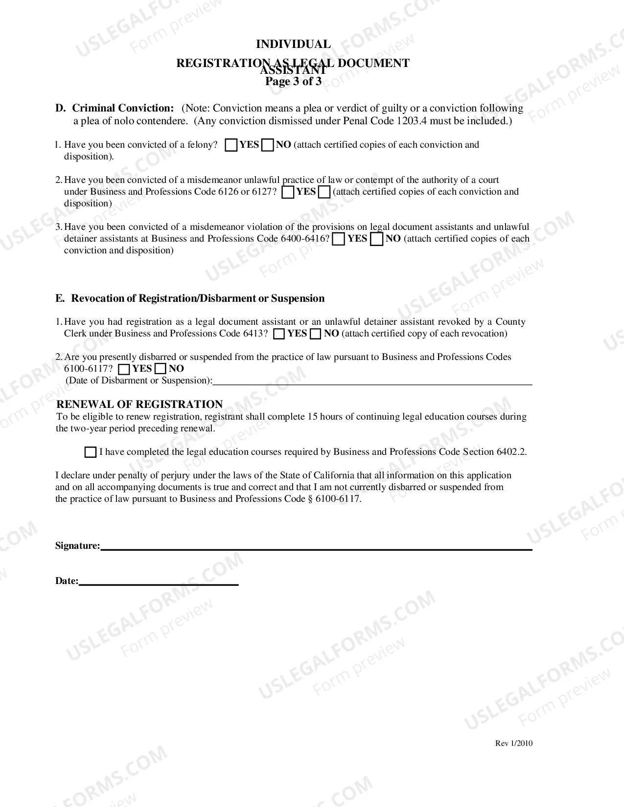 Preview Individual Registration As Legal Document Assistant