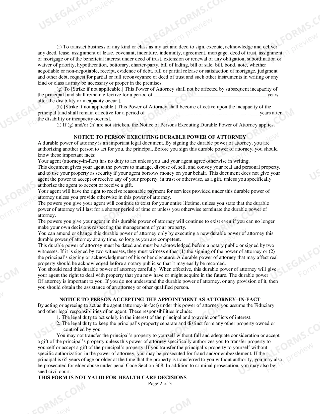 Preview Power Of Attorney General (Includes Durable Power Of Attorney) (Los Angeles)