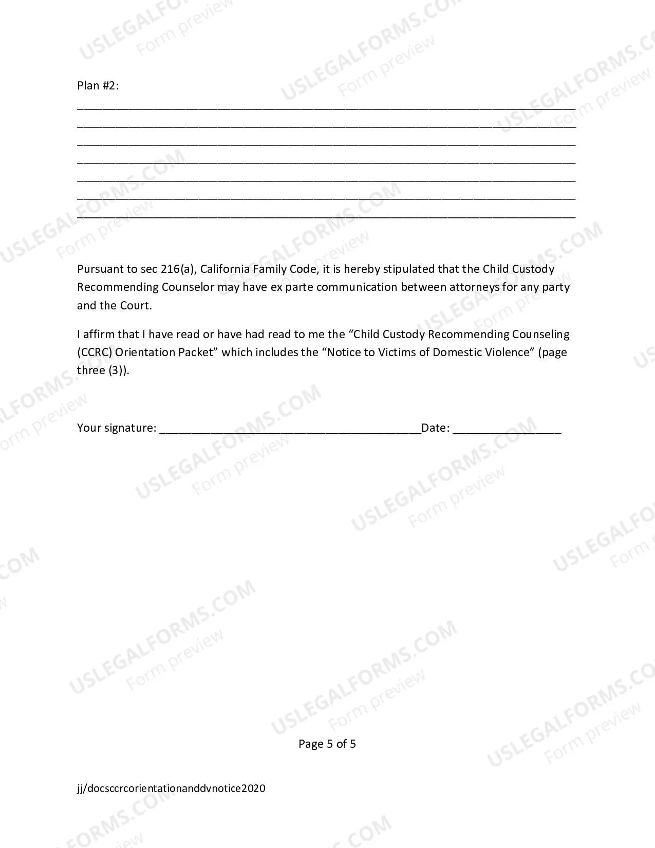 Preview Child Custody Recommending Counseling Intake Form (CCRC Intake Packet)