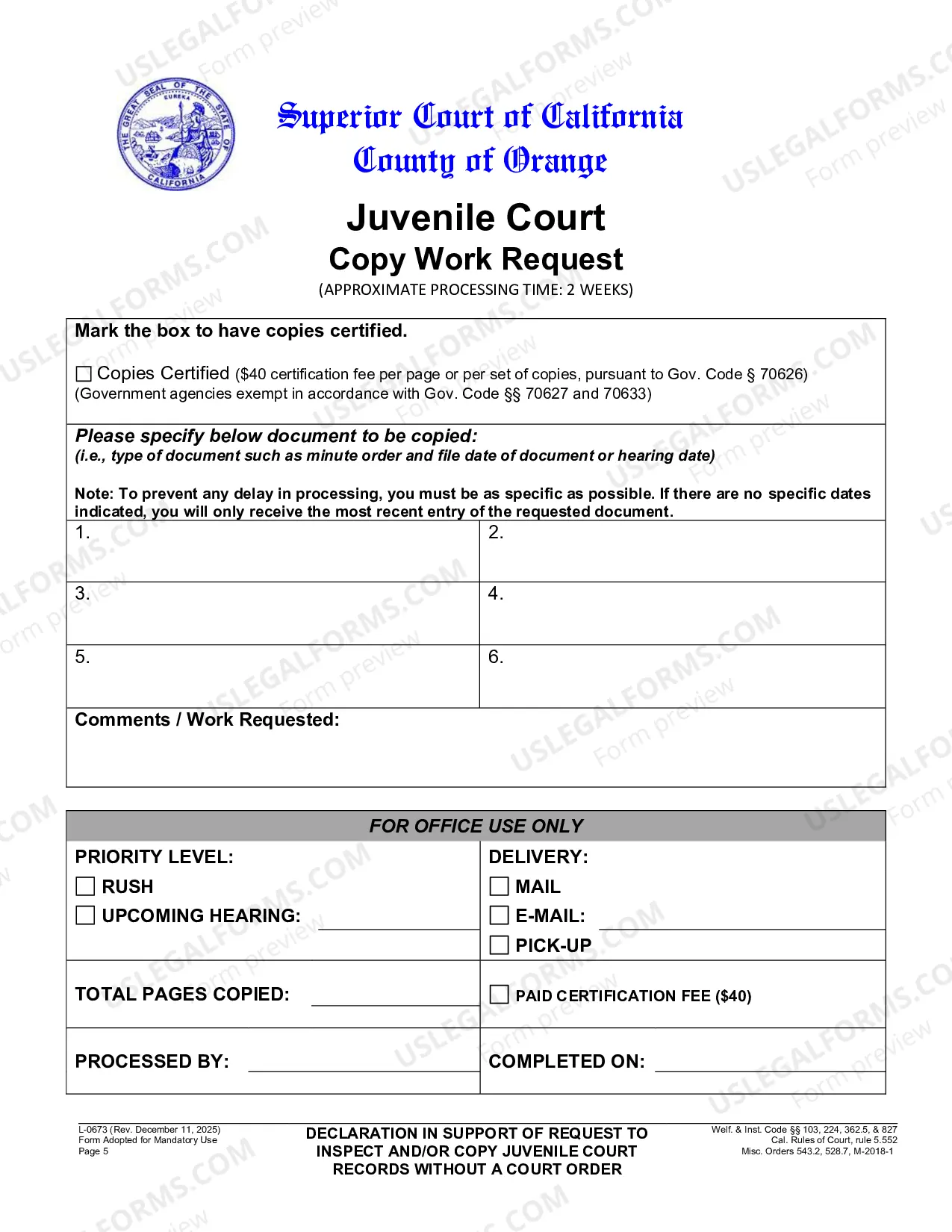 Preview Declaration In Support Of Request To Inspect And-Or Copy Juvenile Court Records