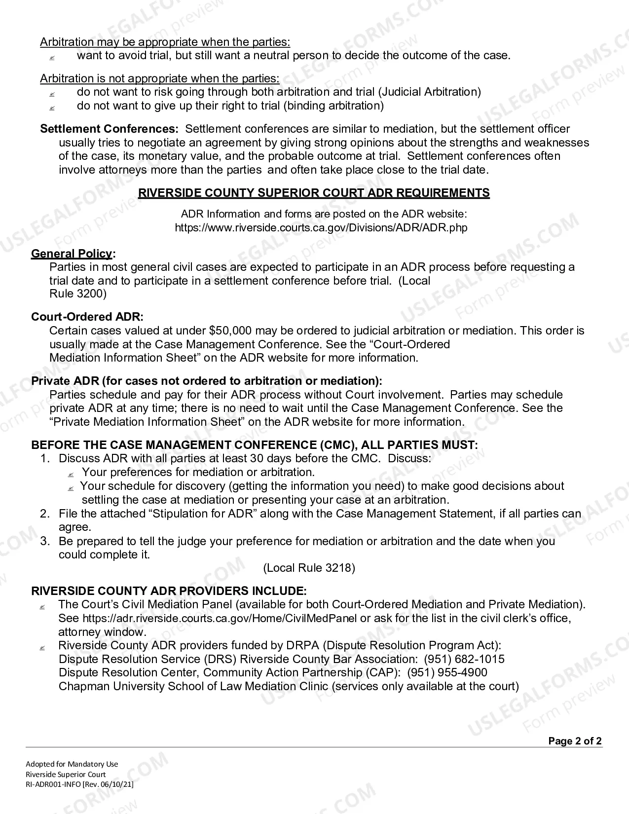 Preview ADR Information Package