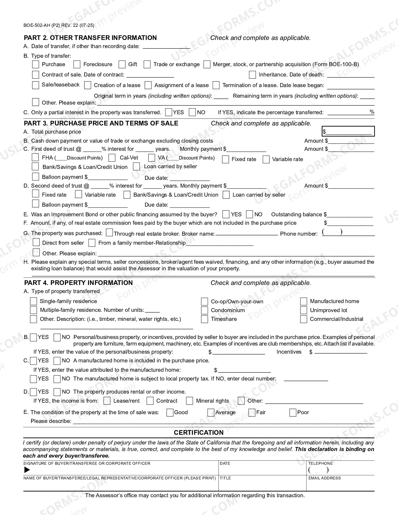 Preview Change Of Ownership Statement (Riverside)