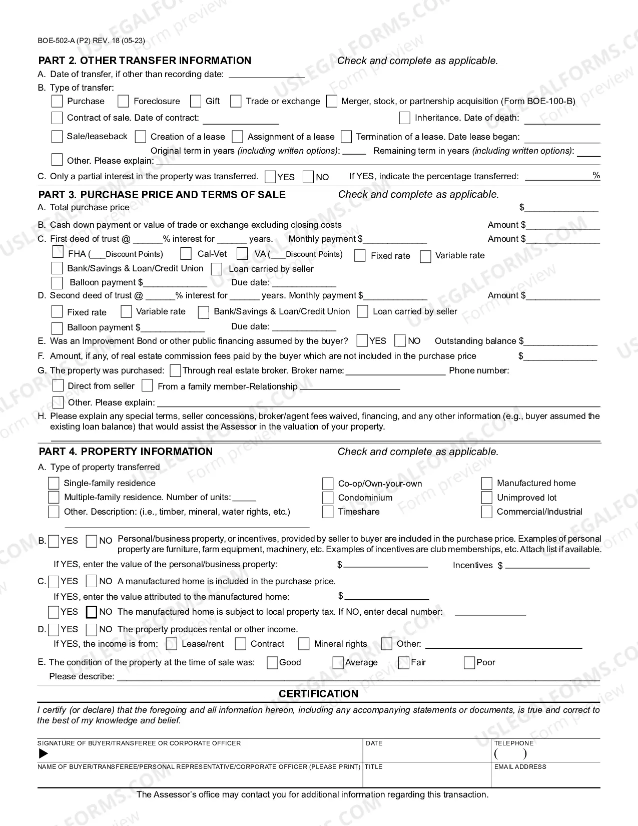 Preview Preliminary Change Of Ownership Report (Riverside County)