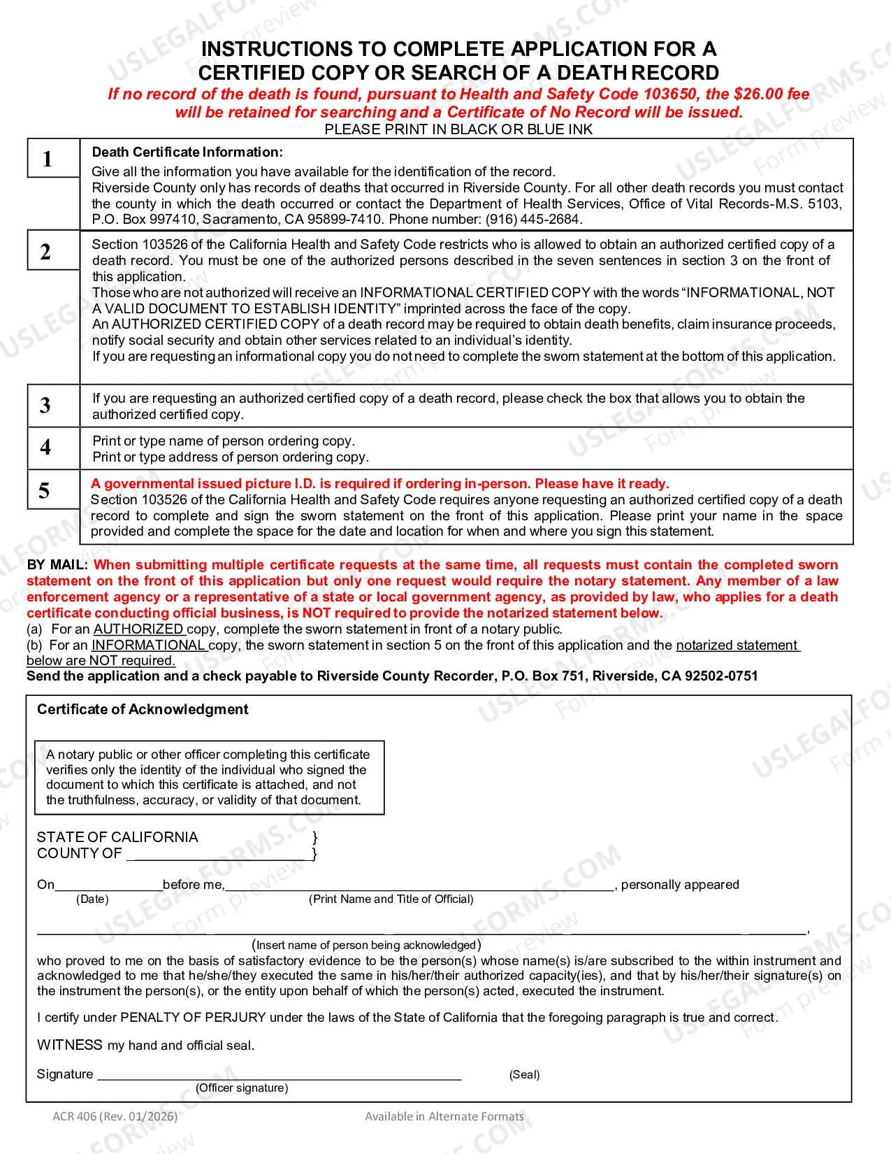 Preview Application For Certified Copy Of Death Record