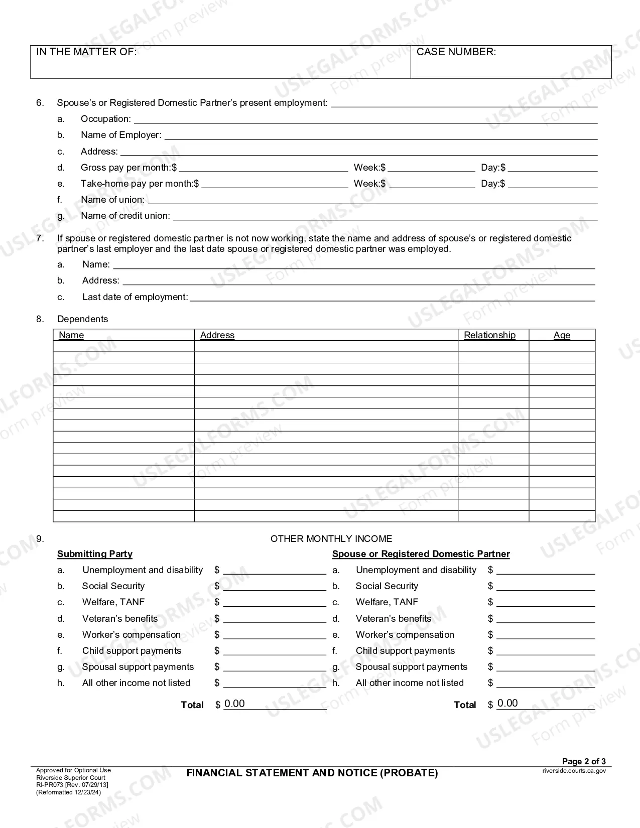 Preview Financial Statement And Notice (Probate)
