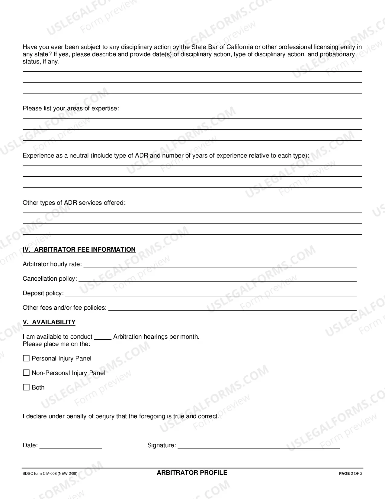Preview Arbitrator Profile