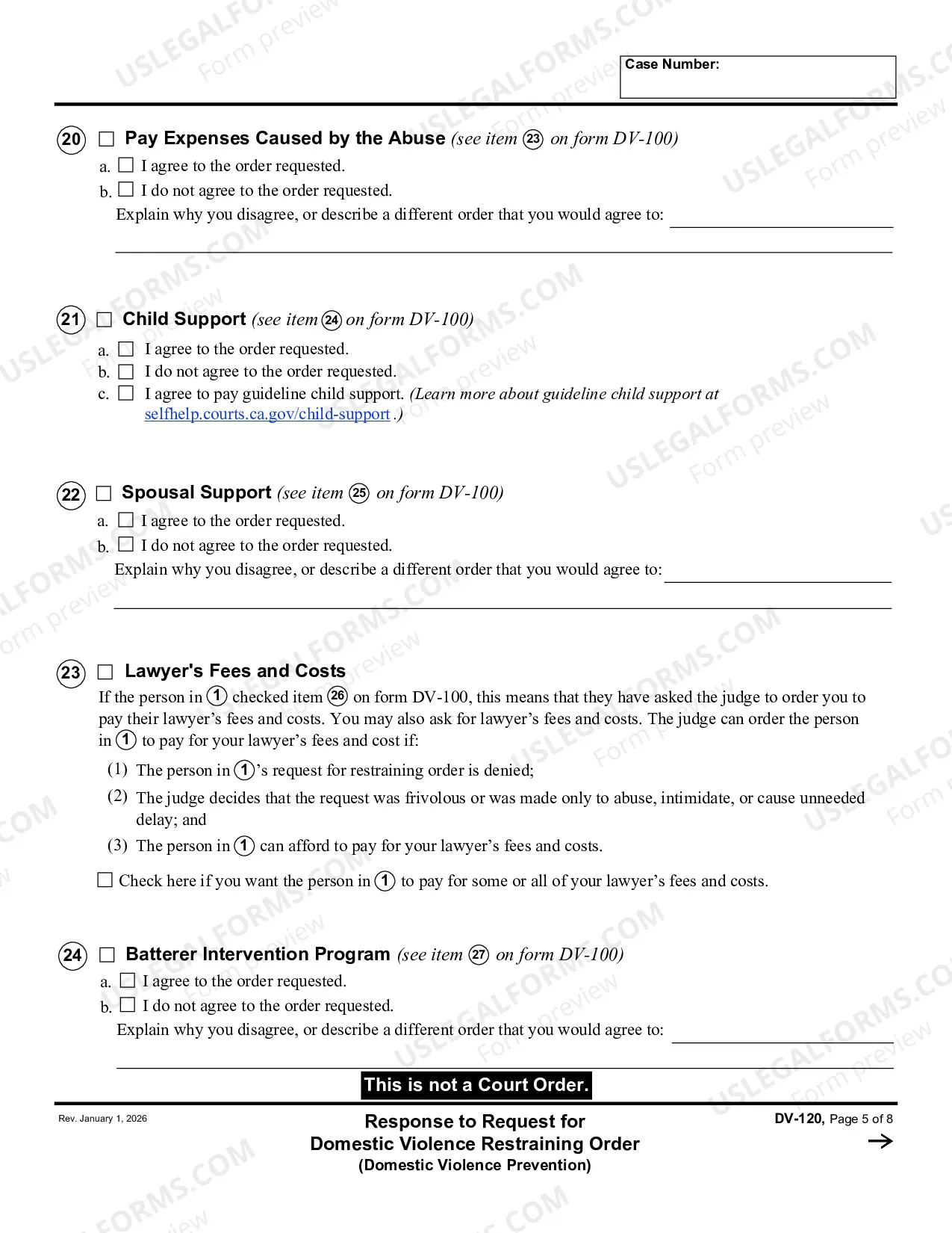 Preview Restraining Order Packet