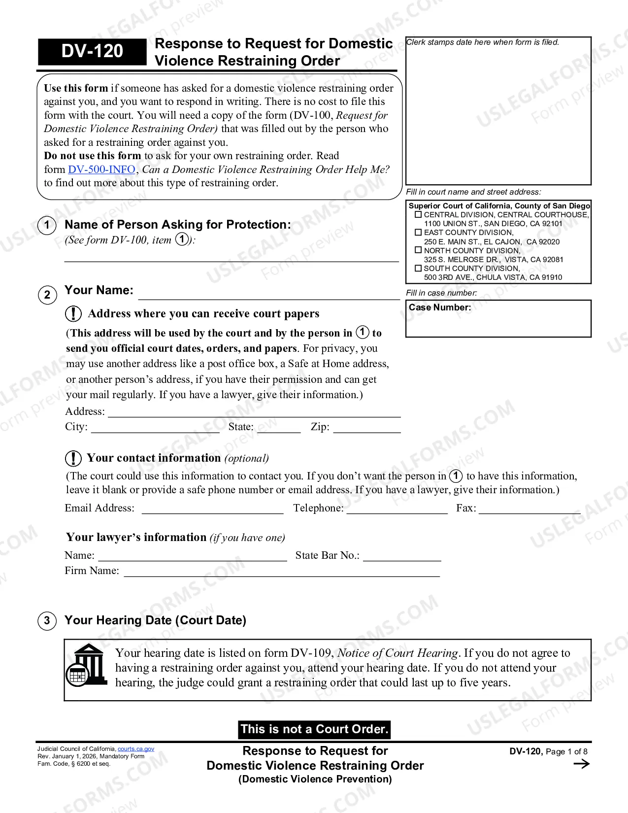 Preview Restraining Order Packet
