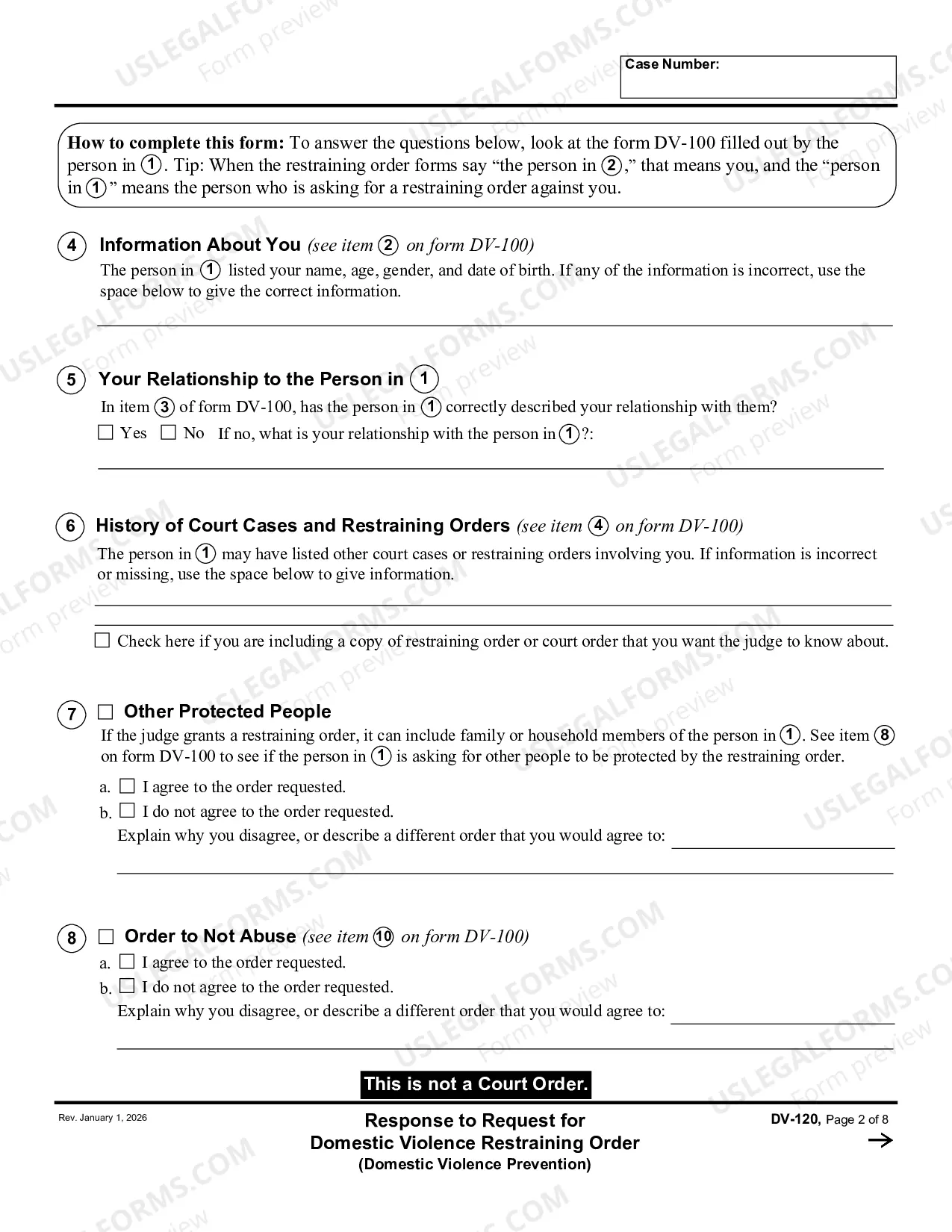 Preview Restraining Order Packet
