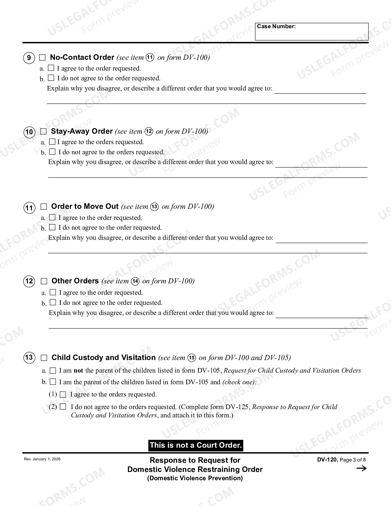 Preview Restraining Order Packet