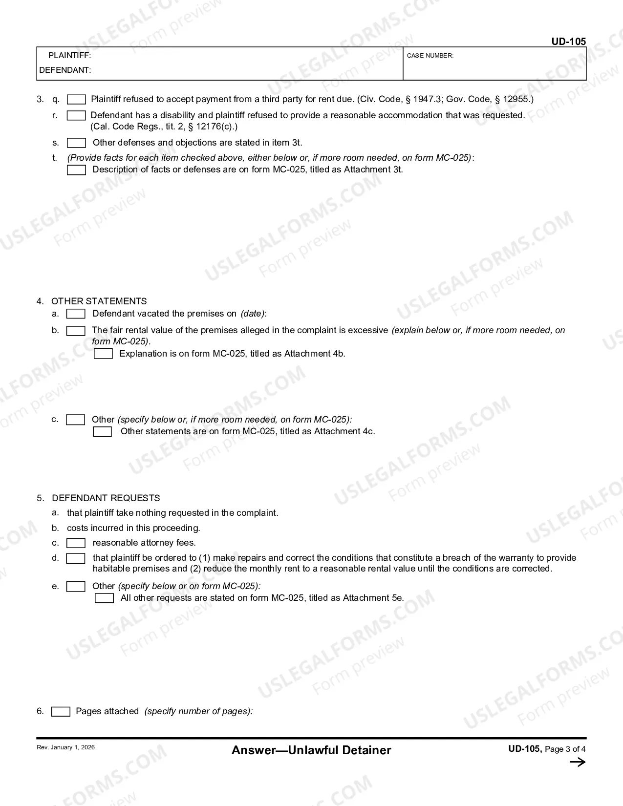 Preview Unlawful Detainer Answer Packet Information