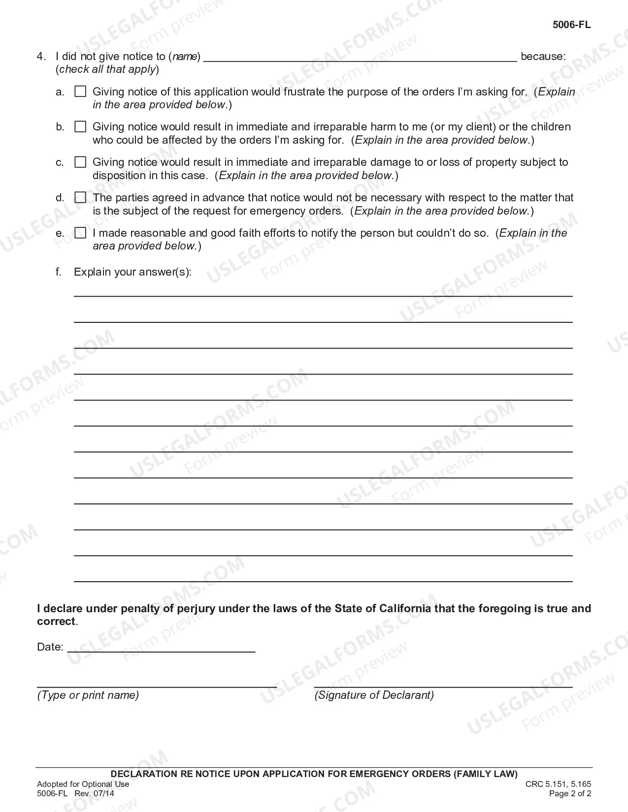 Preview Declaration Re Notice Upon Ex Parte Application For Orders