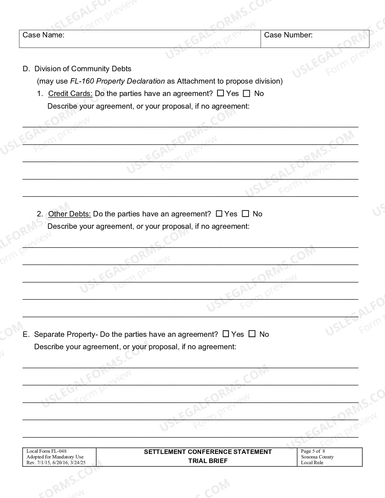 Preview Settlement Conference Statement