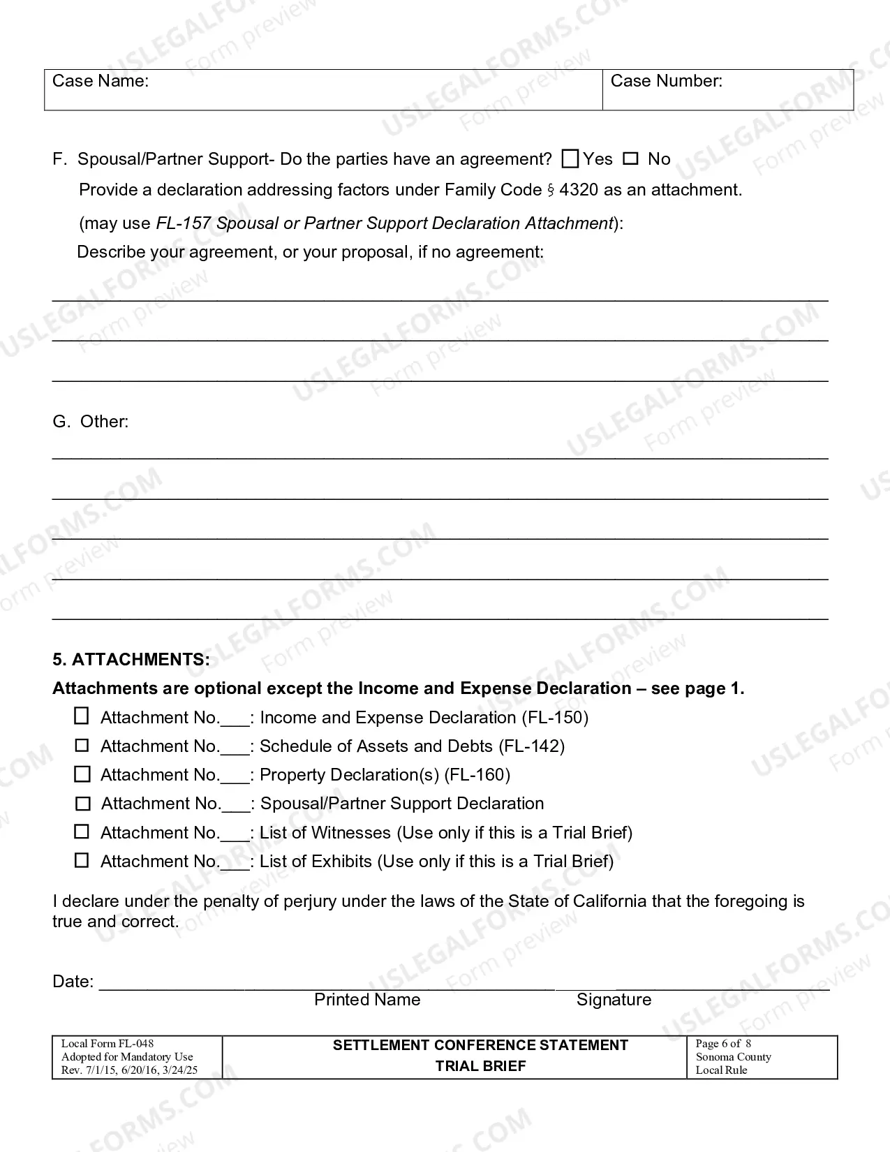Preview Settlement Conference Statement