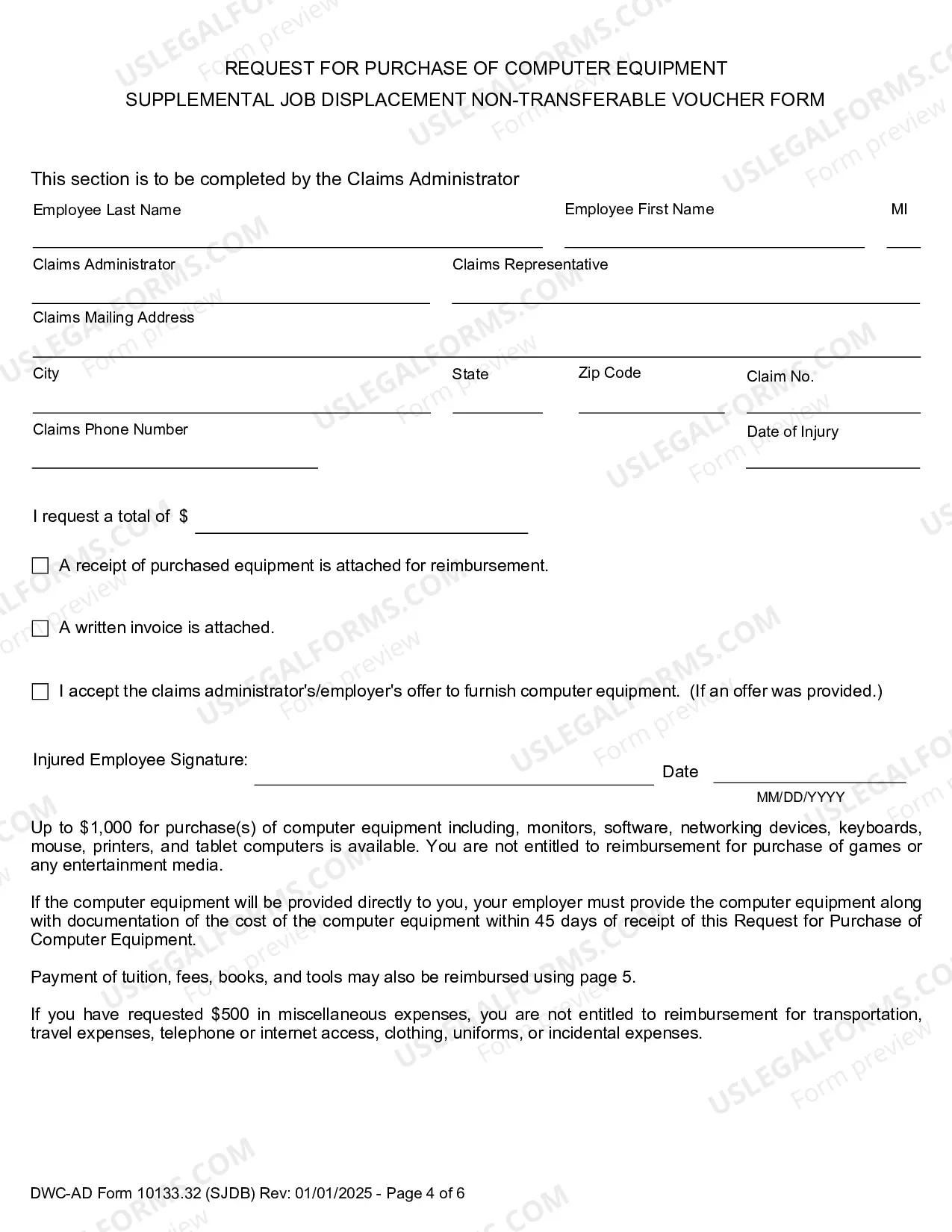 Preview Supplemental Job Displacement Non-Transferable Voucher (On Or After 1-1-13)