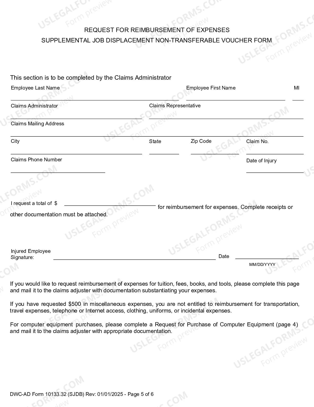 Preview Supplemental Job Displacement Non-Transferable Voucher (On Or After 1-1-13)