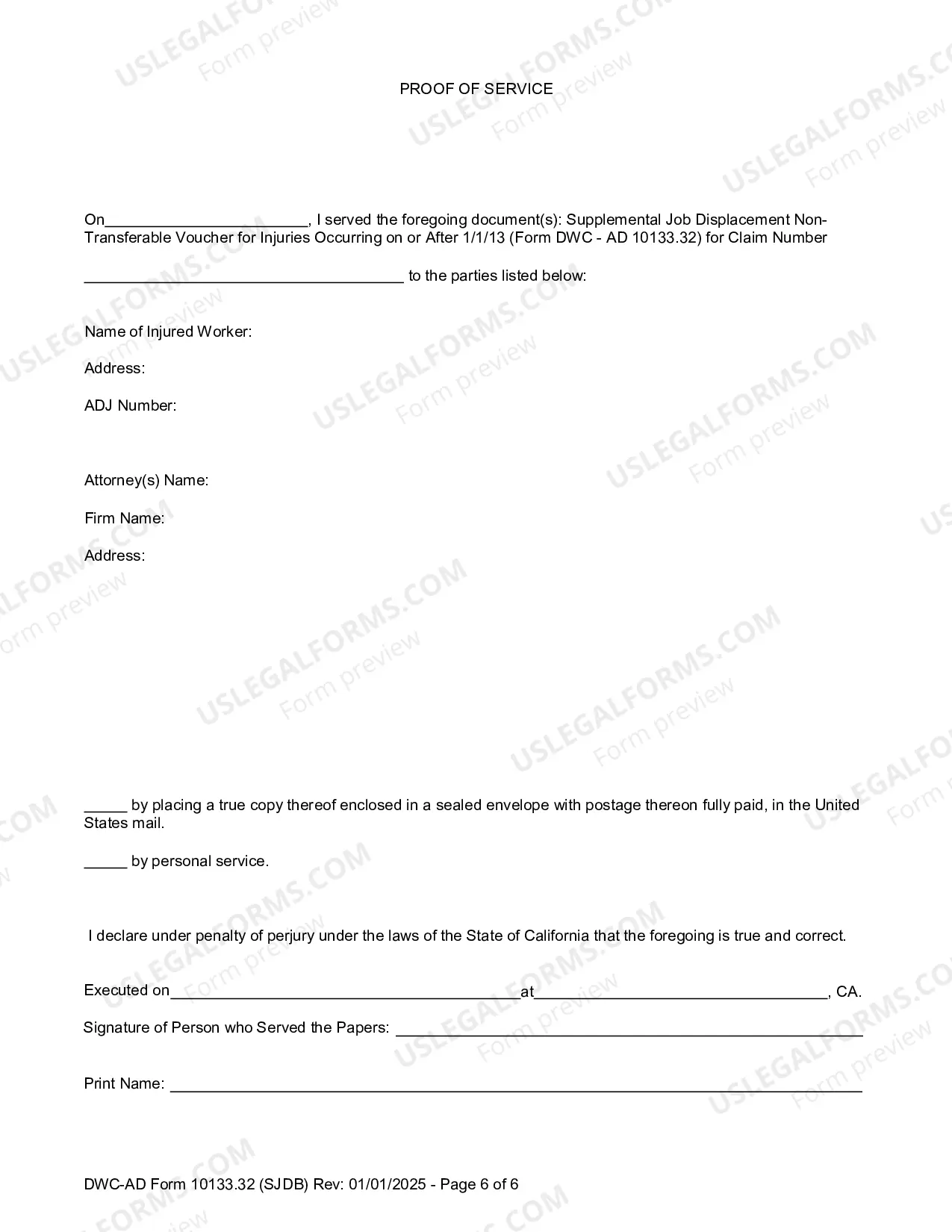 Preview Supplemental Job Displacement Non-Transferable Voucher (On Or After 1-1-13)