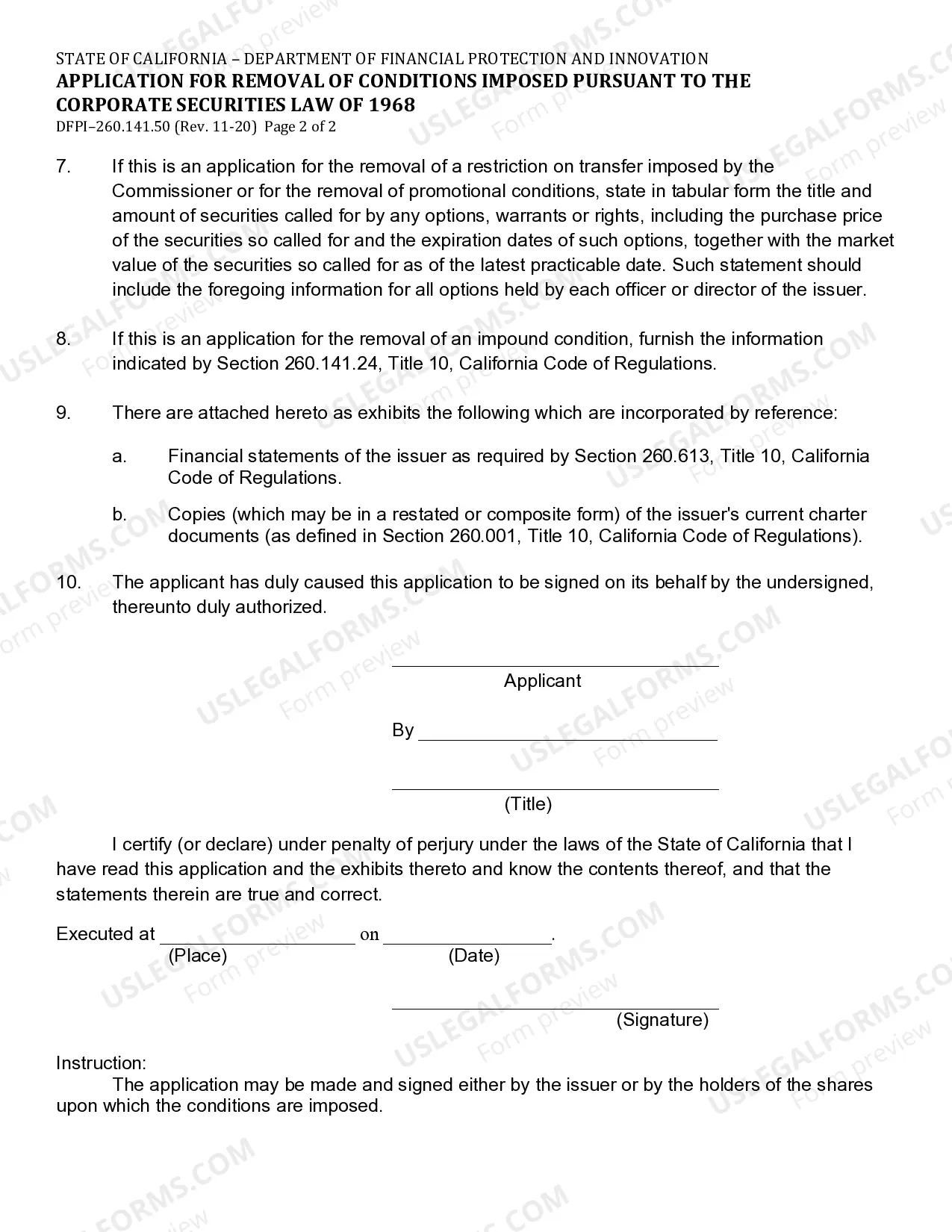 Preview Application For Removal Of Conditions