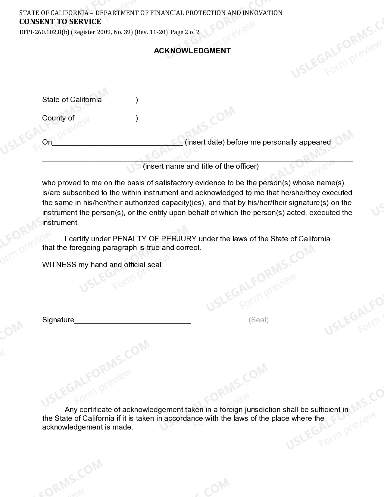 Preview Consent To Service Of Process