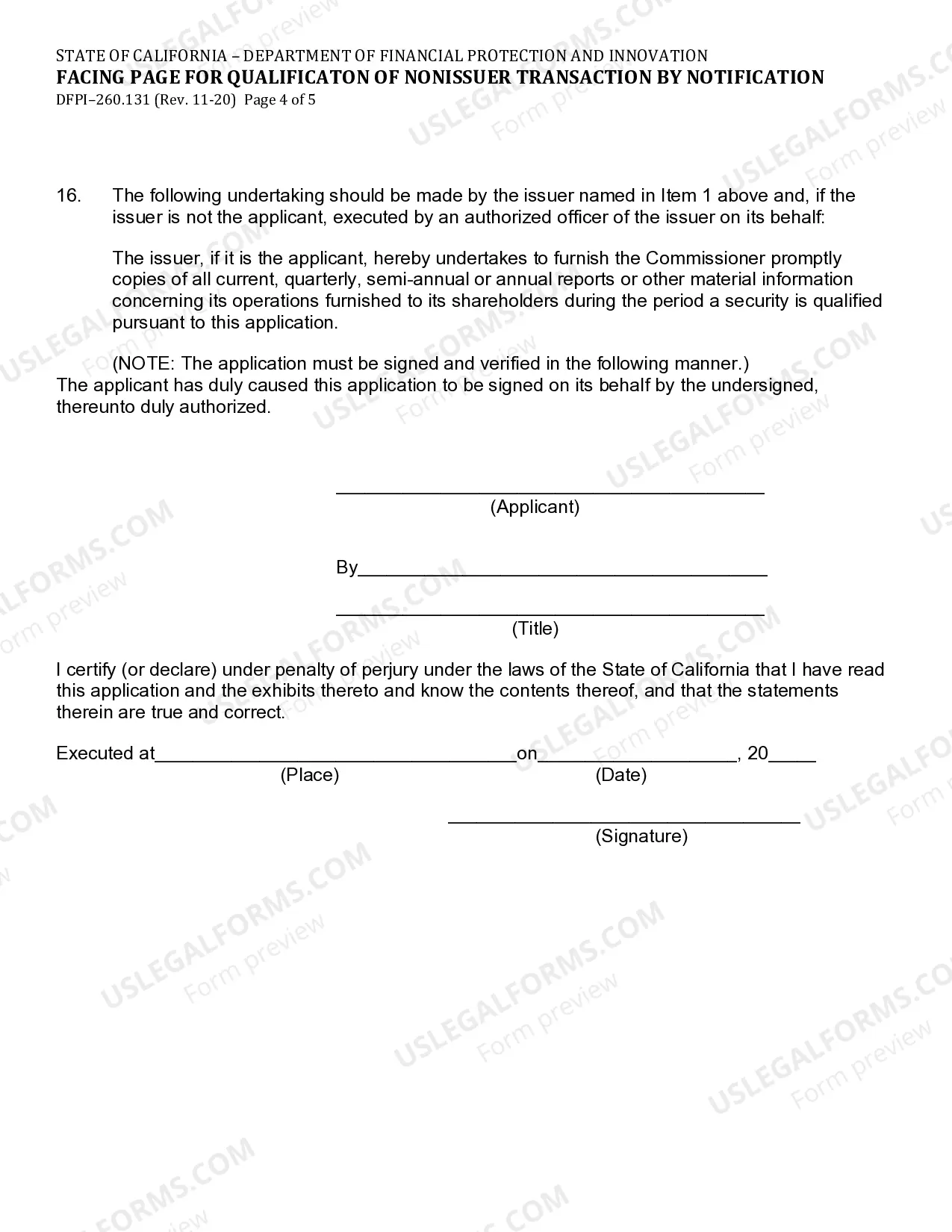 Preview Facing Page For Qualification Of Noniusser Transaction By Notification