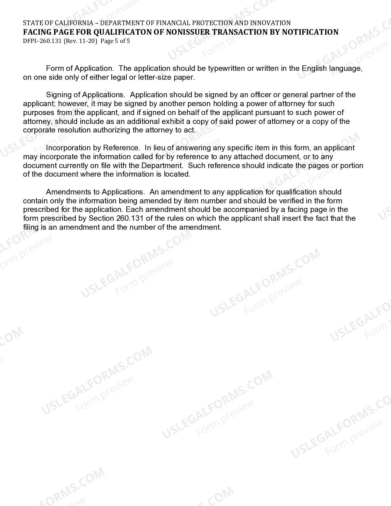 Preview Facing Page For Qualification Of Noniusser Transaction By Notification
