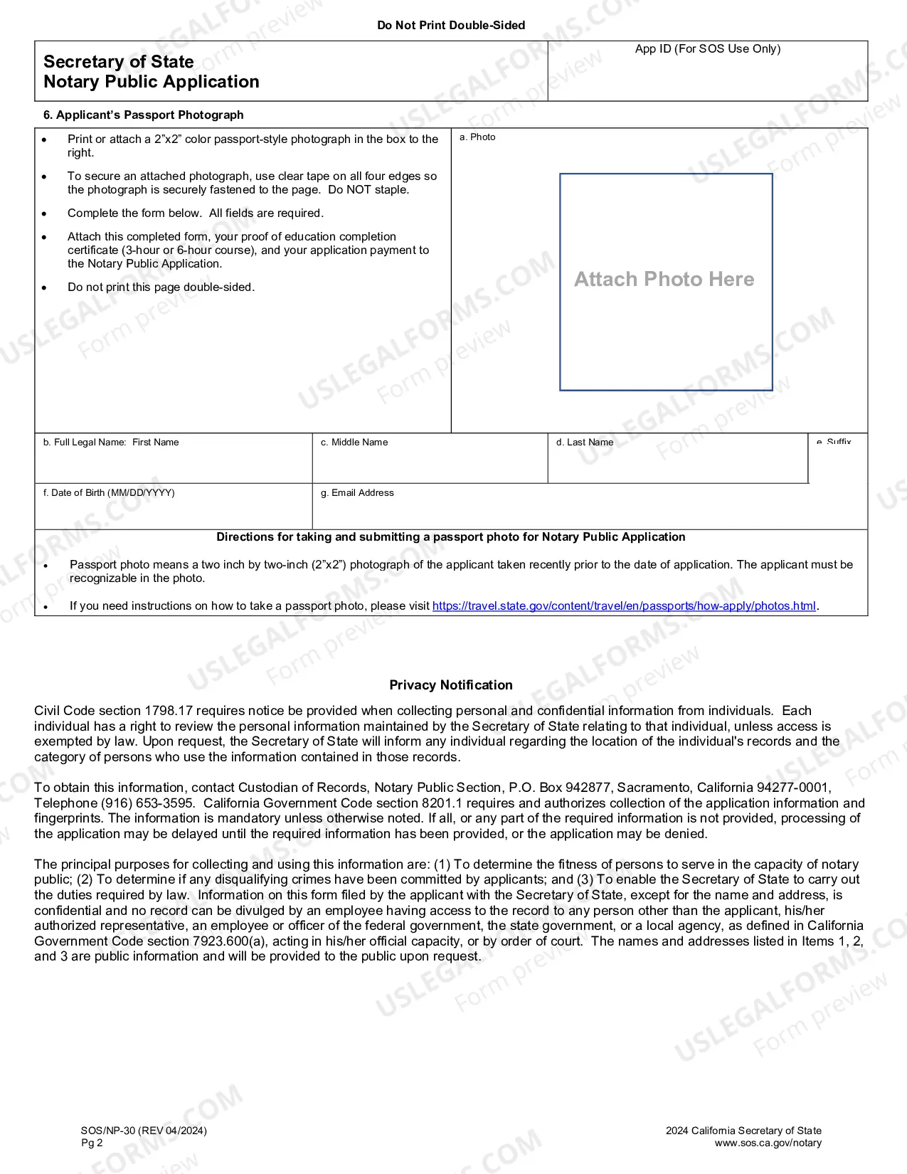 Preview Notary Public Application