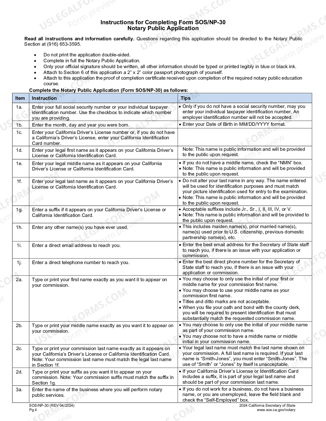 Preview Notary Public Application