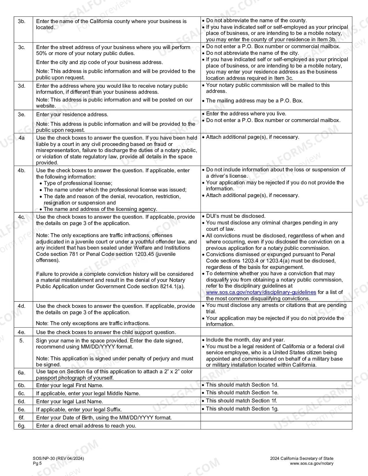 Preview Notary Public Application