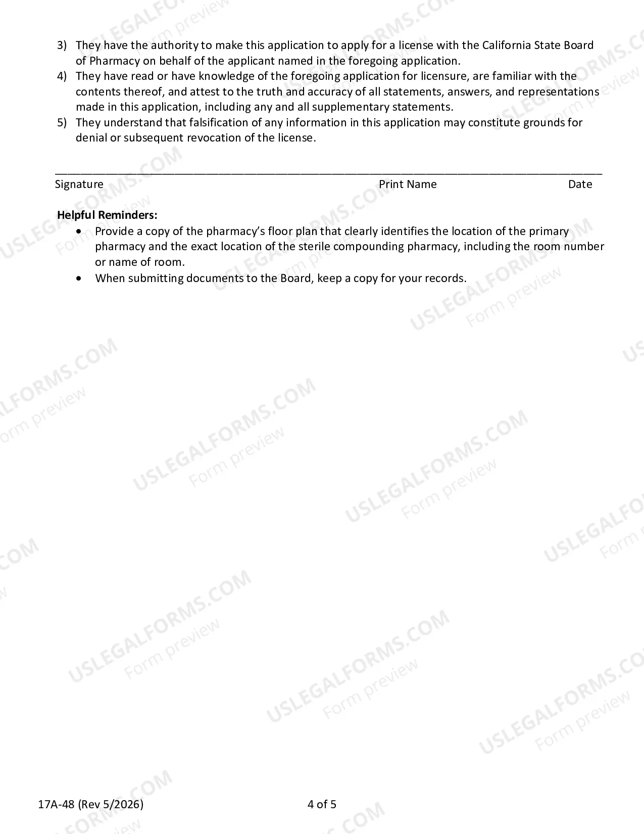 Preview Application For A Sterile Compounding Pharmacy License Packet