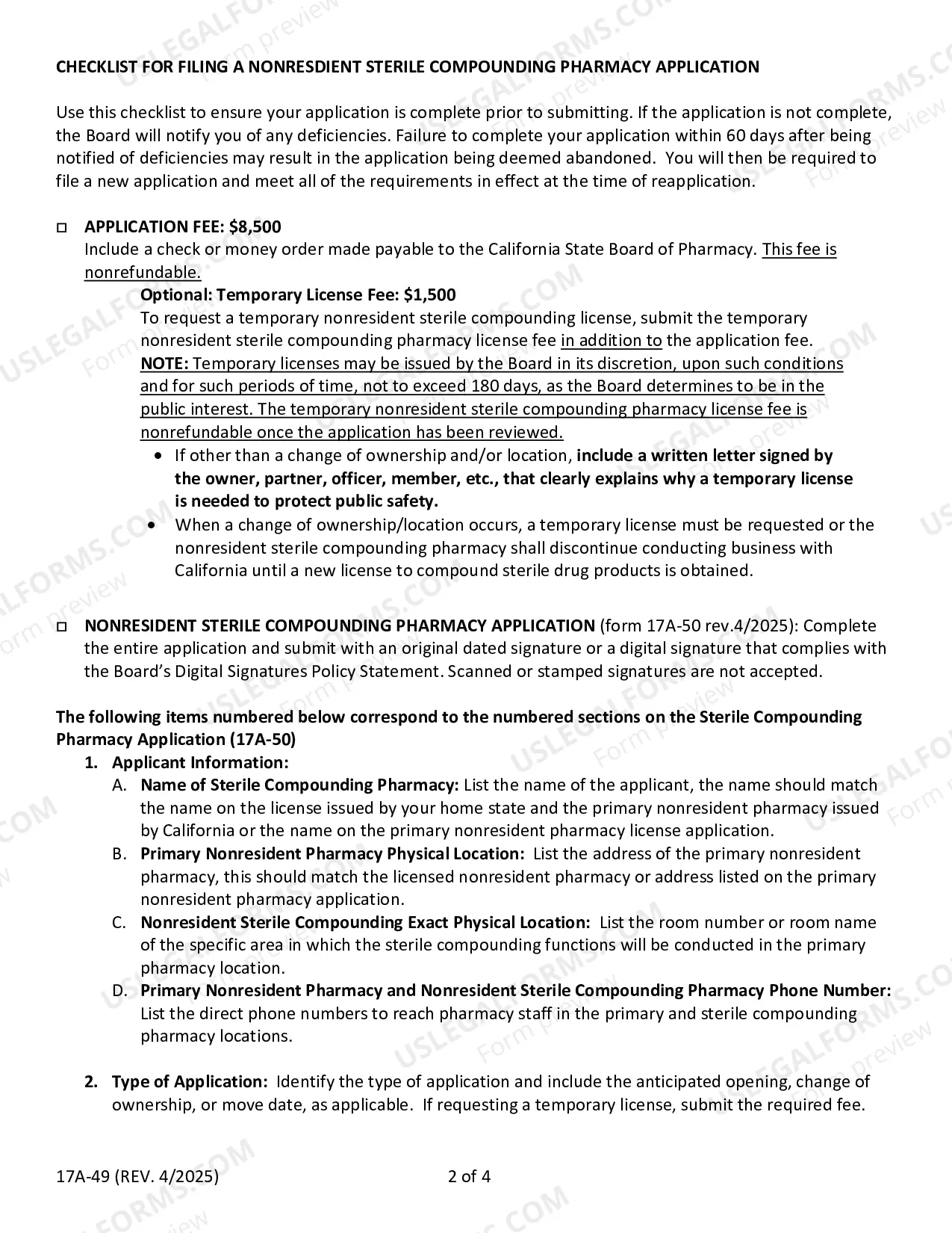 Preview Application For Nonresident Pharmacy Sterile Compounding License