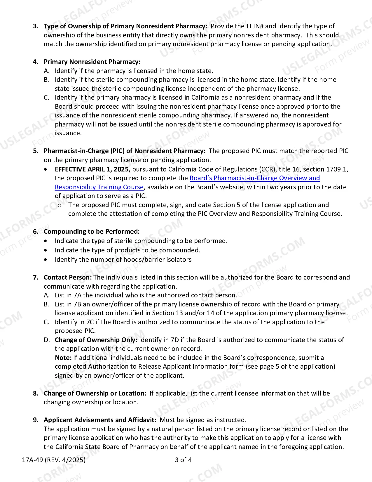 Preview Application For Nonresident Pharmacy Sterile Compounding License