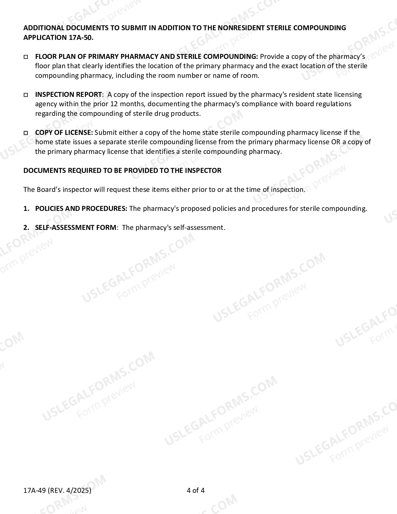Preview Application For Nonresident Pharmacy Sterile Compounding License