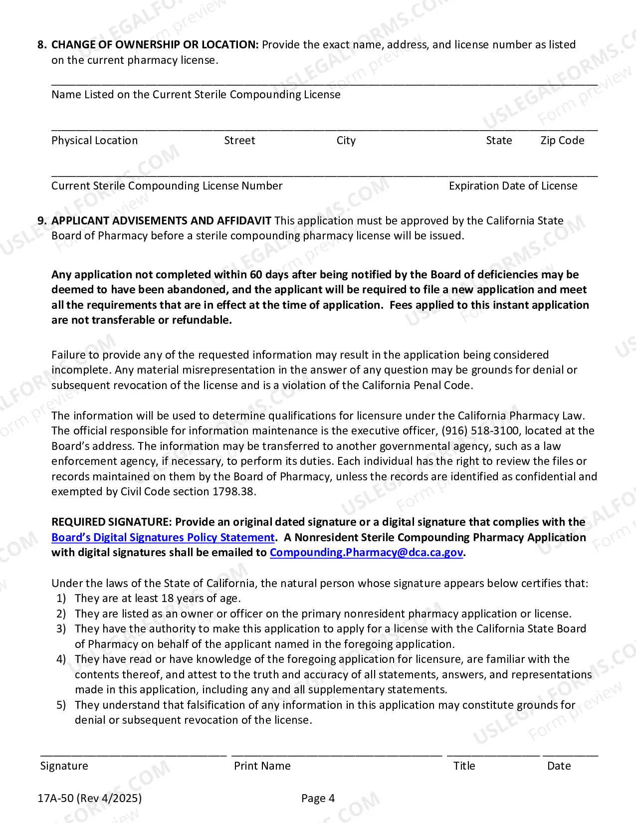 Preview Application For Nonresident Pharmacy Sterile Compounding License